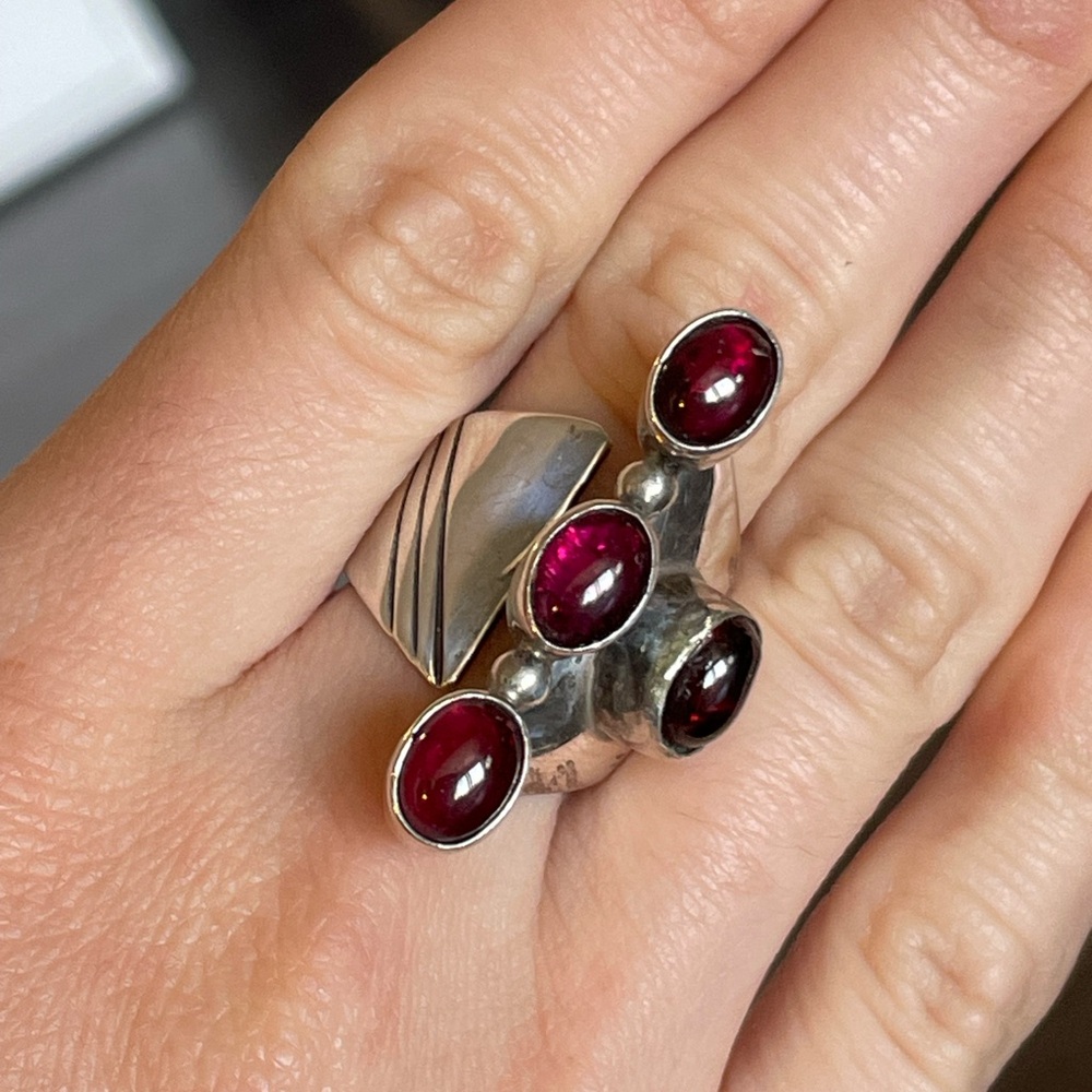 Rhodolite Garnet Sterling Silver Statement Ring